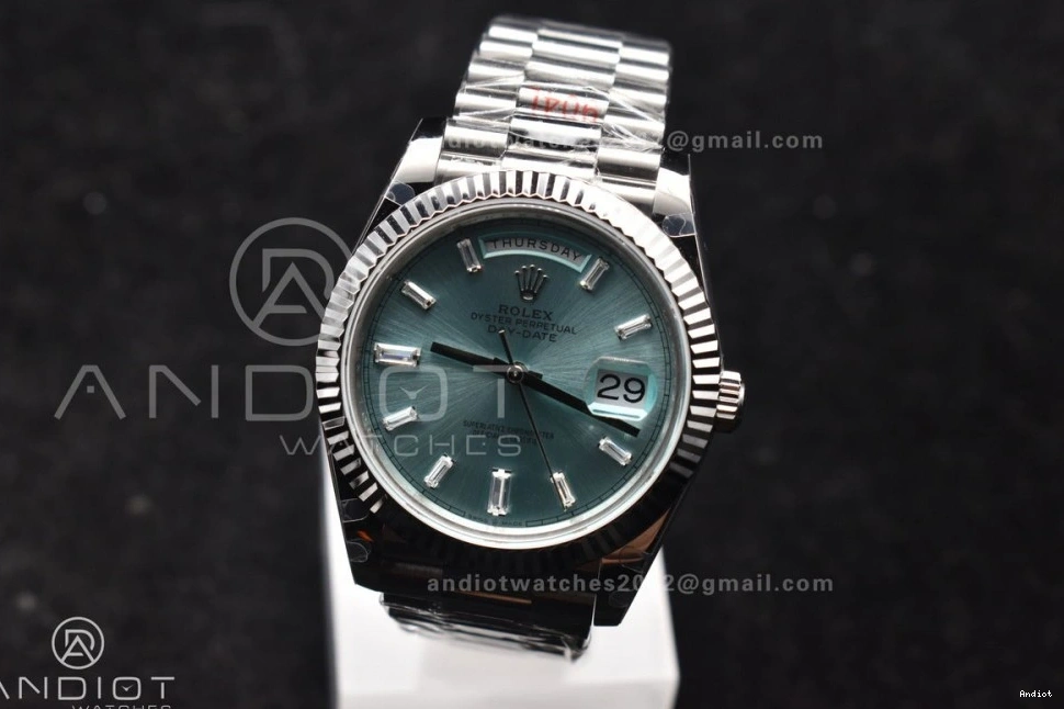 Bracelet 904L DayDate Steel President Dial A3255 40 V2 SS Blue GMF Stick On Ice 0329